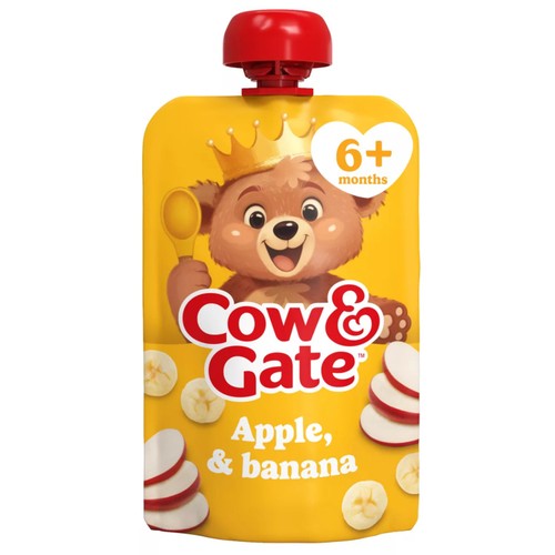 Cow & Gate Fruit Pouch Apple & Banana Baby Food Snack 6+ Months
