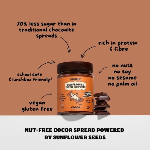 SUNFLY Sunflower Seed Butter, Cocoa Spread