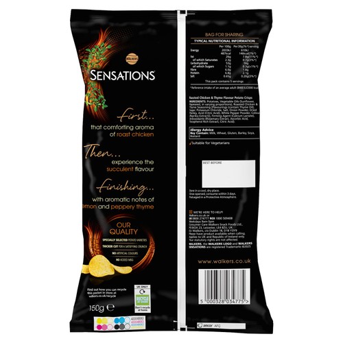 Sensations Roasted Chicken & Thyme Sharing Bag Crisps