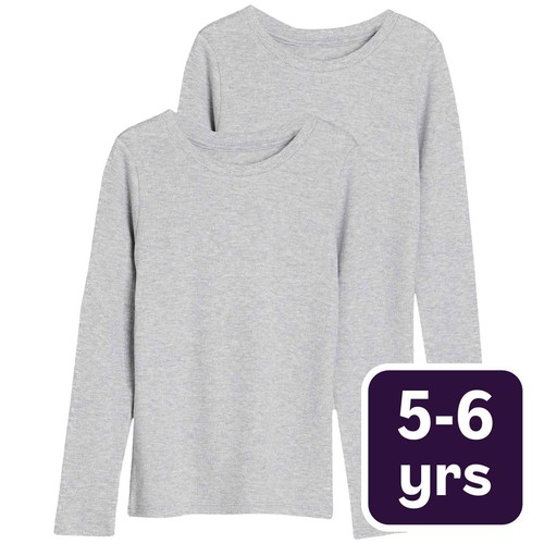 M&S Unisex Heatgen Thermal Tops, 5-6 Years, Grey Marl