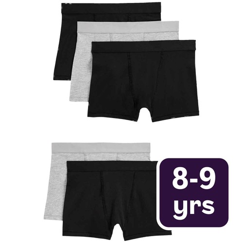 M&S Boys Cotton with Stretch Trunks, 8-9 Years, Grey Mix