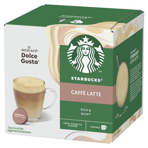 Starbucks Caffe Latte By Nescafe Dolce Gusto, Coffee Pods (12 Servings)