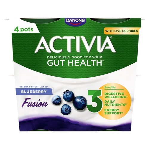 Activia Fusions Blueberry Acai Gut Health Fruit Yoghurt Multipack