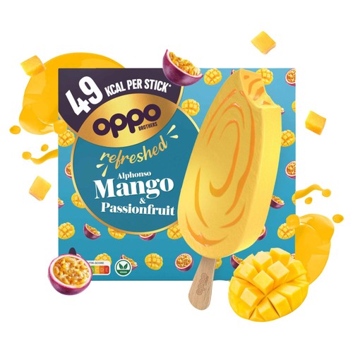 Oppo Refreshed Mango & Passionfruit Low Calorie Sorbetto Sticks