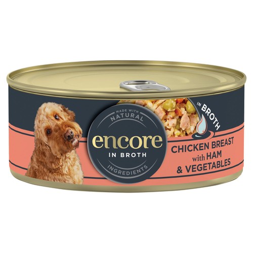 Encore Natural Wet Dog Food Tin Chicken Breast with Ham in Broth