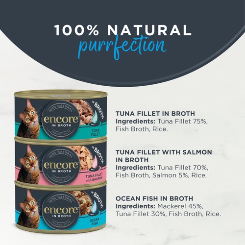 Encore Natural Wet Cat Food Multipack Fish Selection Tins in Broth