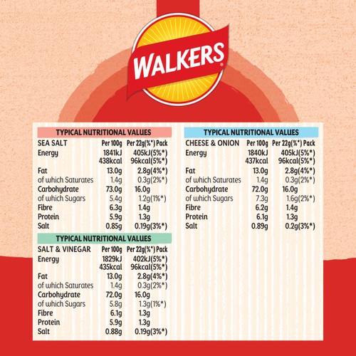 Walkers Baked Flavour Potato Snacks 6 x 22g