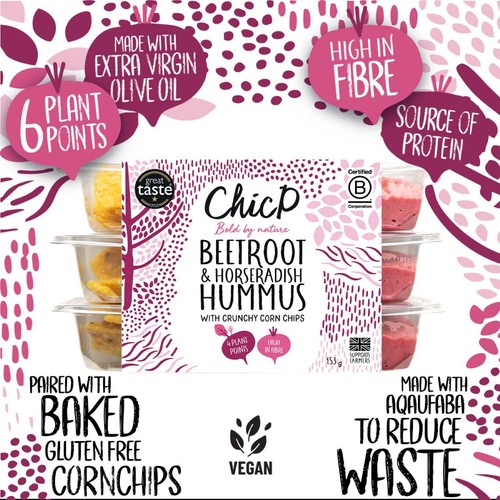 ChicP Velvet Beetroot & Horseradish Hummus Snack Pack Trio