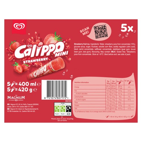 Calippo Mini Strawberry Ice Lollies