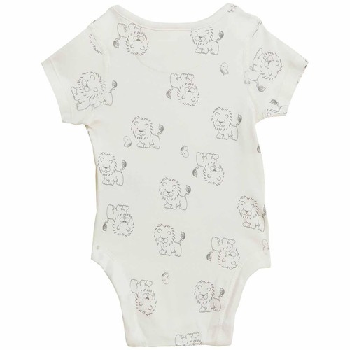 M&S 7pk Lion Bodysuits, 0-3 M, Grey Mix