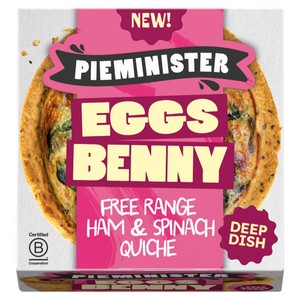 Pieminister Eggs Benny Quiche with Ham, Spinach & Vintage Cheddar