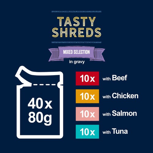 Felix Tasty Shreds Mixed Selection in Gravy Wet Cat Food 