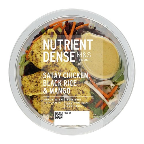 M&S Nutrient Dense Satay Chicken, Black Rice & Mango