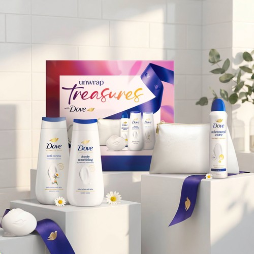 Dove Treasures Collection Tin and Beauty Pouch Gift Set