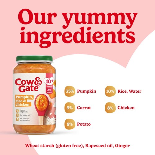 Cow & Gate Pumpkin Chicken & Rice Baby Food Meal Jar 10+ Months