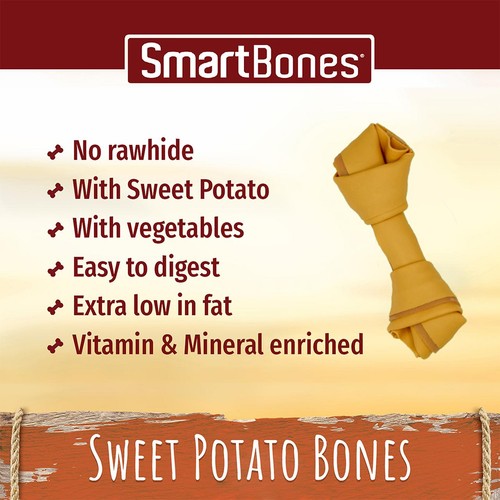 SmartBones 2 Medium Sweet Potato Rawhide Free Bone Dog Treats