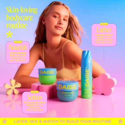 DAISE Foaming Body Wash in Coconut Whip, Ultra Hydrating for Skin