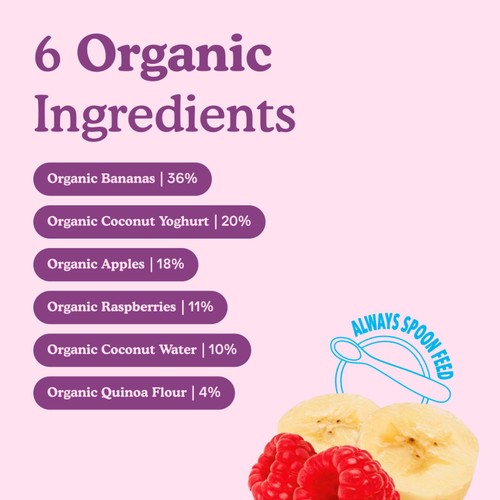 Little Freddie Dairy Free Banana & Raspberry Yoghurt Baby Pouch 6+ Months