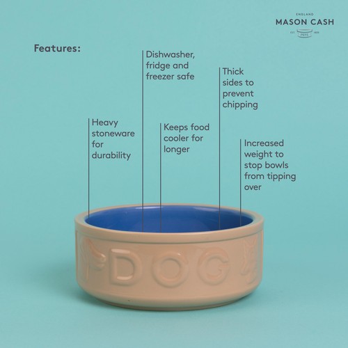Mason Cash Lettered Cane & Blue Dog Bowl 18cm