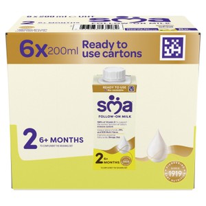 SMA Follow On Baby Milk Formula Liquid Ready to Feed 6+ months 6x200ml