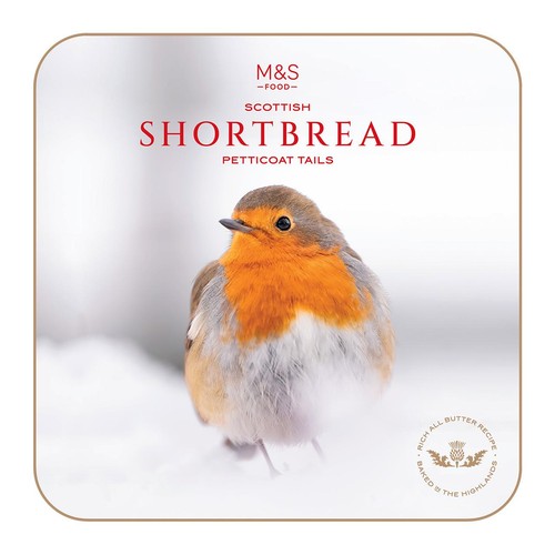 M&S All Butter Shortbread Petticoat Tails Robin Tin 