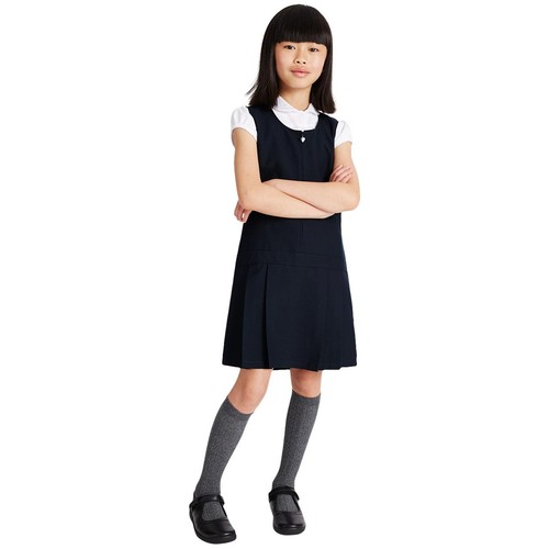 M&S Girls Crease Resistant School Pinafores, 11-12 Years, Navy