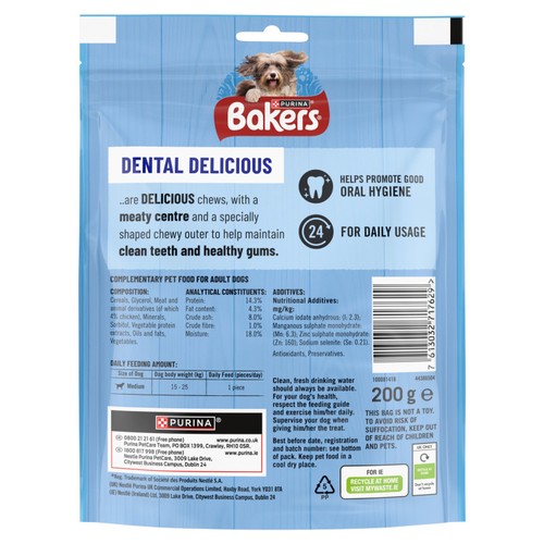 Bakers Dental Delicious Medium Chicken Dog Chews