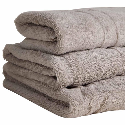 M&S Luxury Egyptian Cotton Striped Bath Towel, Stone