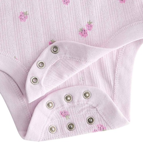 M&S Girls Pure Cotton Printed Bodysuits, 9-12 M, Magenta