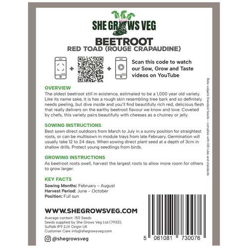 She Grows Veg Beetroot Red Toad Seeds
