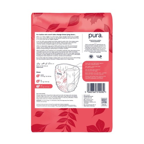 Pura High Performance Eco Nappy Pants Size 7 (17+ kg) Mega Pack