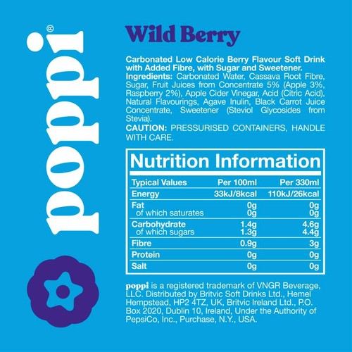 Poppi Wild Berry Soda Cans