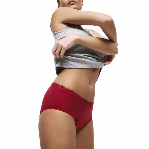 M&S Womens Heavy Absorbency Period Full Briefs, 8, Dark Cranberry