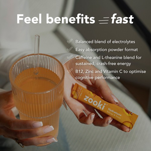 Zooki Electrolytes+ Energy & Focus, Peach Flavour