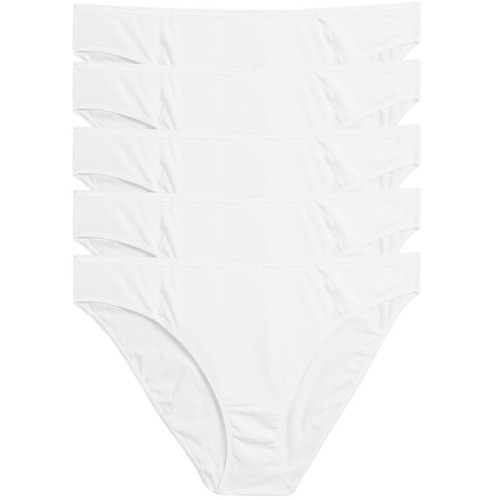 M&S Womens 5pk No VPL Cotton Modal Bikini Knickers '18 White