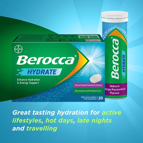 Berocca Hydrate Mango & Passionfruit Effervescent Tablets