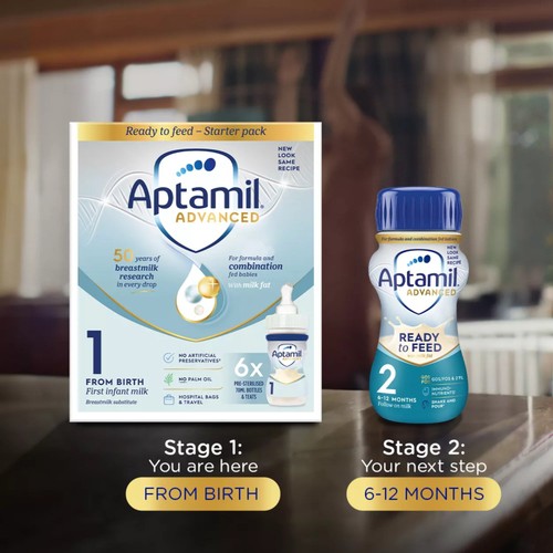 Aptamil Advanced 1 First Formula Baby Milk Liquid Starter Pack from Birth 