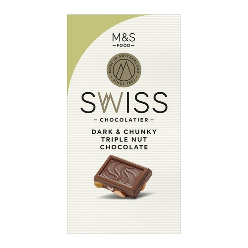 M&S Swiss Chunky Triple Nut Dark Chocolate