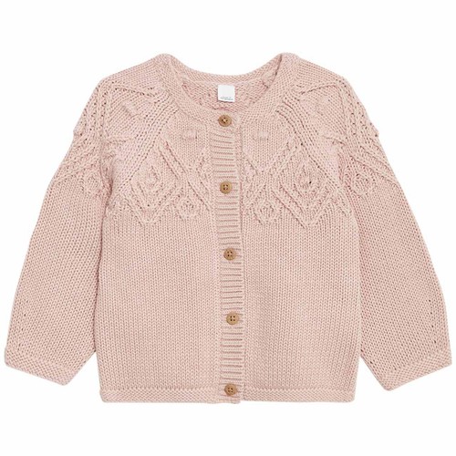 M&S Girls, Collection Pure Cotton Patterned Cardigan, 2-3 Years, Pink