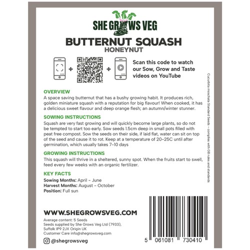 She Grows Veg Butternut Squash Honeynut Seeds