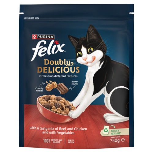 Felix Doubly Delicious Beef Chicken & Vegetables Dry Cat Food