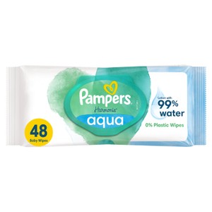 Pampers Harmonie Aqua Plastic Free Baby Wipes  48 per pack