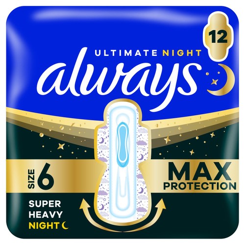 Always Sanitary Towels Ultimate Night With Wings - Size 6