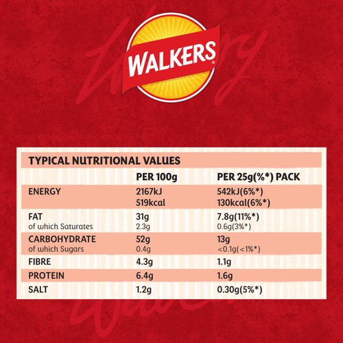 Walkers Ready Salted Multipack Crisps 6x25g