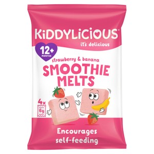 Kiddylicious Strawberry & Banana Smoothie Melts Baby Snacks 4x6g