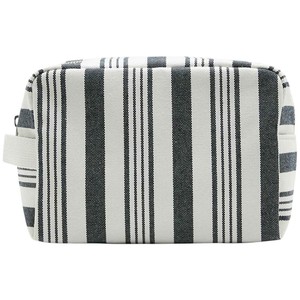 Mens Canvas Striped Washbag, 'One Size, Navy Mix