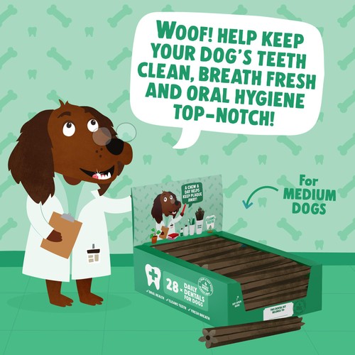 Denzel's Daily Dentals Medium Dog Peanut Butter, Peppermint & Parsley