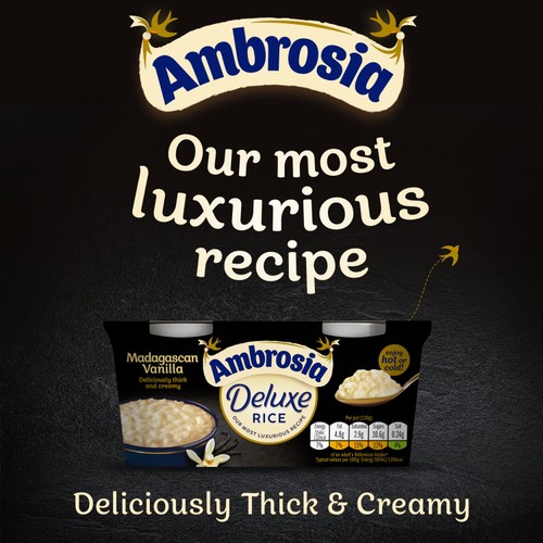 Ambrosia Deluxe Rice Pudding Madagascan Vanilla Dessert Snack Pots