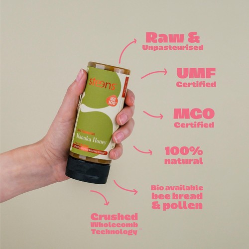 Steens MGO 100 Raw Multi Manuka Honey Squeezy