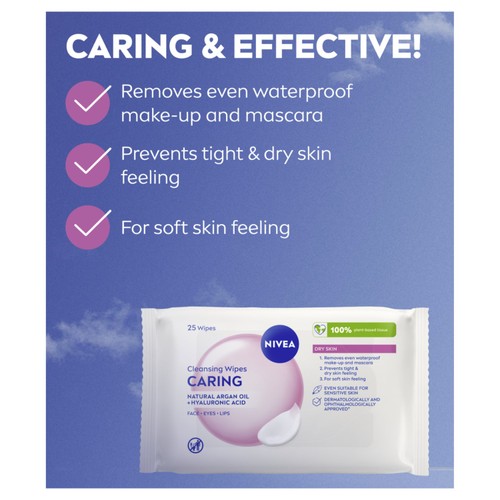 NIVEA Biodegradable Cleansing Face Wipes for Dry Skin 